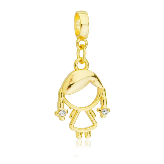 Pingente Berloque Menina Filha  Banhado a Ouro 18k