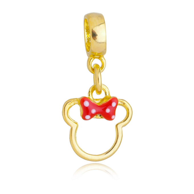 Pingente Berloque Minnie Disney  Banhado a Ouro 18k