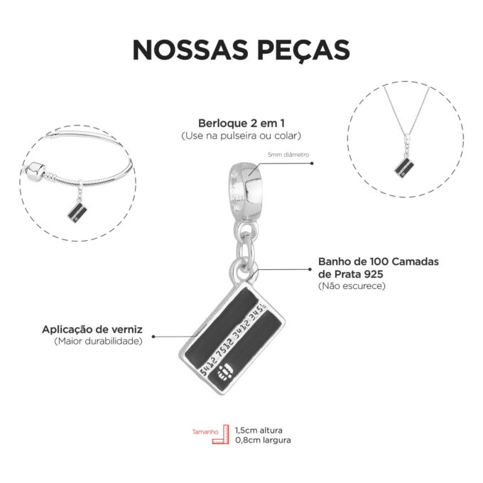 Berloque Cartão de Crédito Banhado a Ouro 18k
