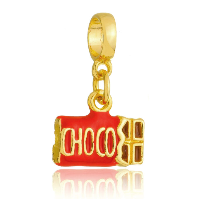 Berloque Barra Chocolate Banhado a Prata 925