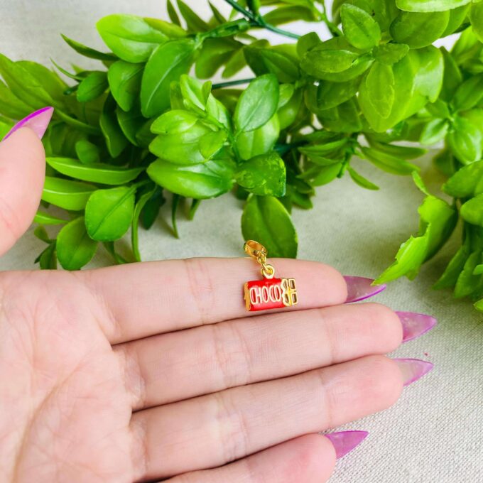 Berloque Barra Chocolate Banhado a Ouro 18k