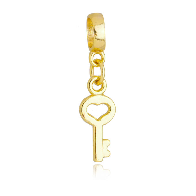 Berloque Chave Coração Banhado a Ouro 18k