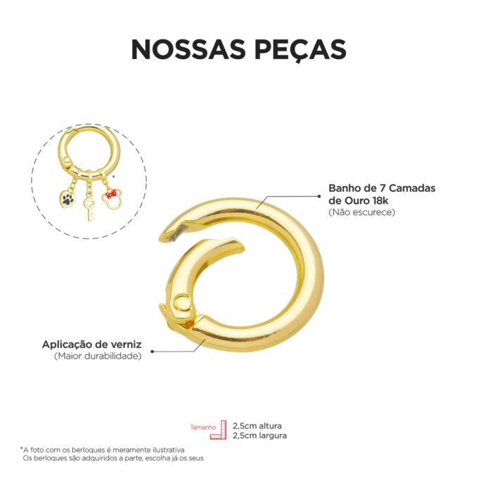 Chaveiro Para Berloque Banhado a Prata 925