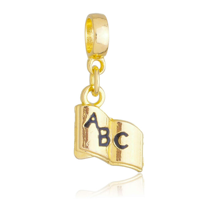 Berloque Livro Escola Banhado a Ouro 18k