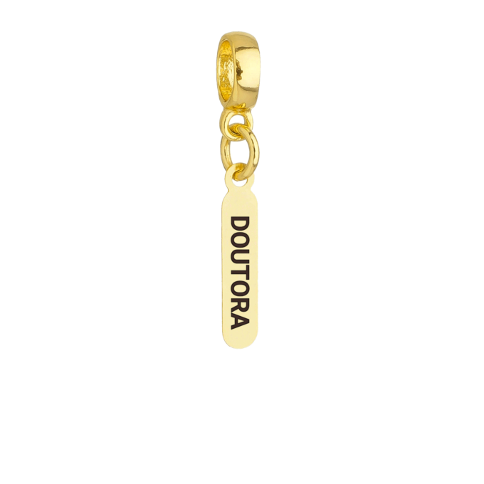 Berloque Plaquinha Doutora Banhado a Ouro 18k