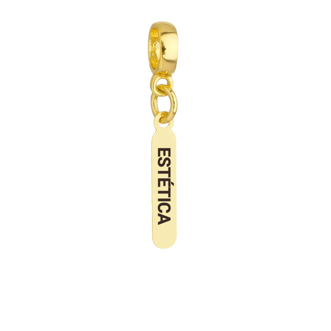 Berloque Plaquinha Estética Banhado a Ouro 18k