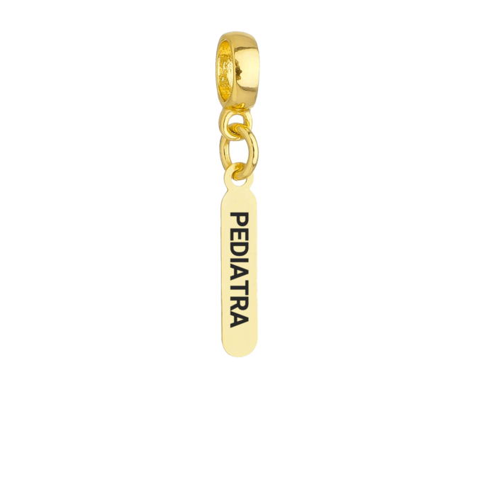 Berloque Plaquinha Pediatra Banhado a Ouro 18k