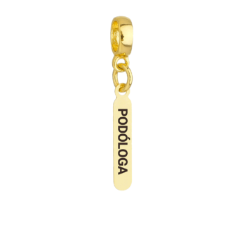 Berloque Plaquinha Podóloga Banhado a Ouro 18k