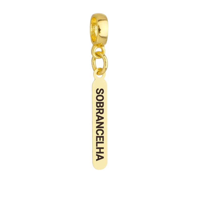 Berloque Plaquinha Sobrancelha Banhado a Ouro 18k