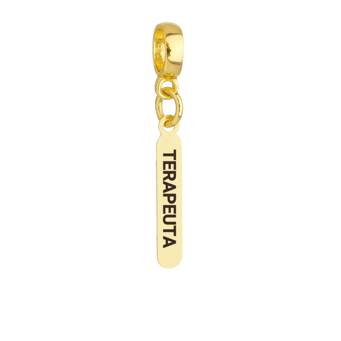 Berloque Plaquinha Terapeuta Banhado a Ouro 18k