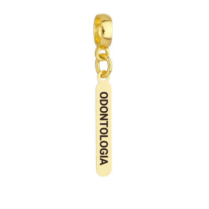 Berloque Plaquinha Odontologia Banhado a Ouro 18k