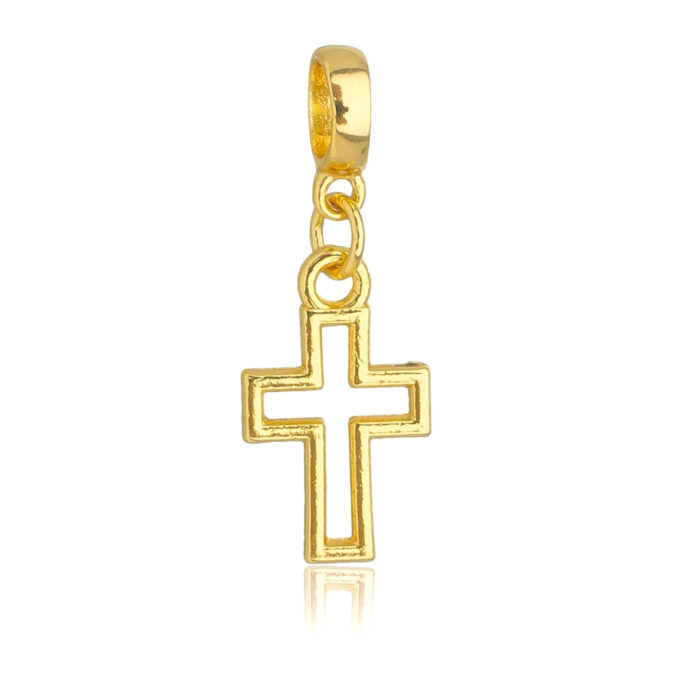 Berloque Cruz Vazada Banhado a Ouro 18k