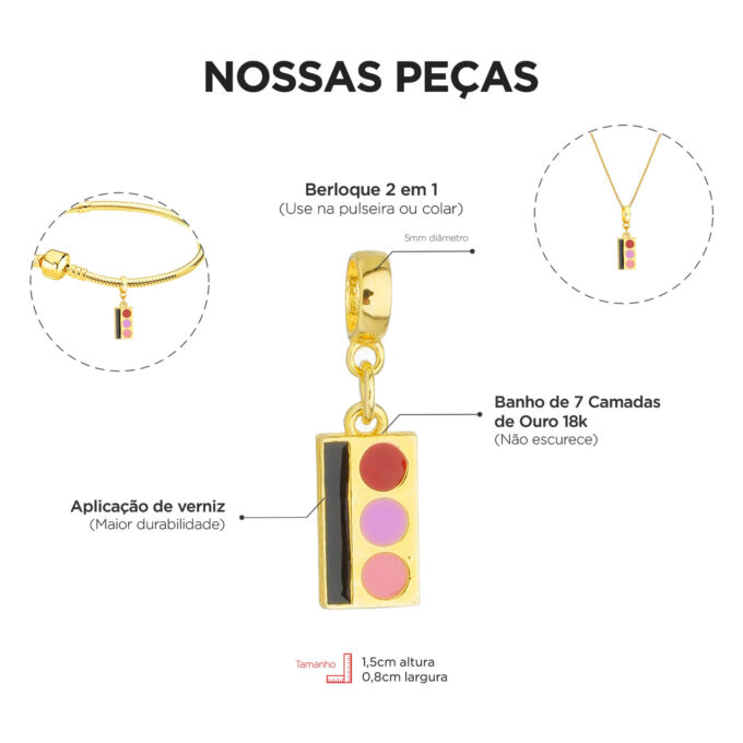 Berloque Estojo de Maquiagem Banhado a Ouro 18k