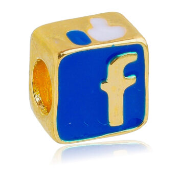 Berloque Facebook Separador Dourado Banhado a Ouro 18k