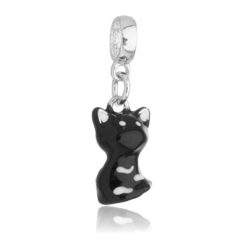 Berloque Gato Preto Banhado a Prata 925