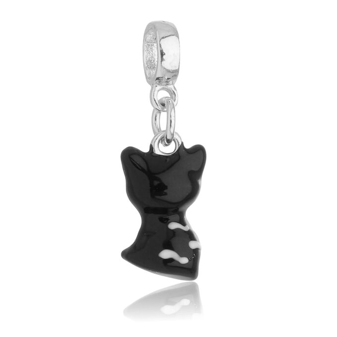 Berloque Gato Preto Banhado a Prata 925
