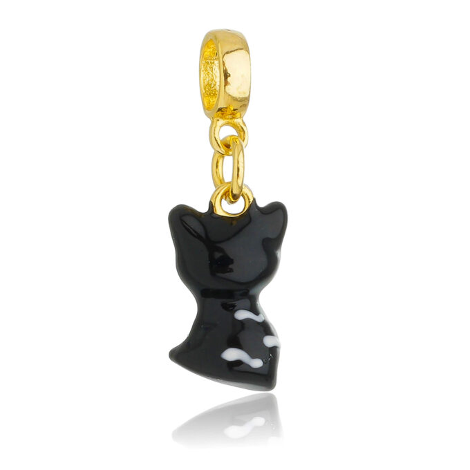 Berloque Gato Preto Banhado a Ouro 18k