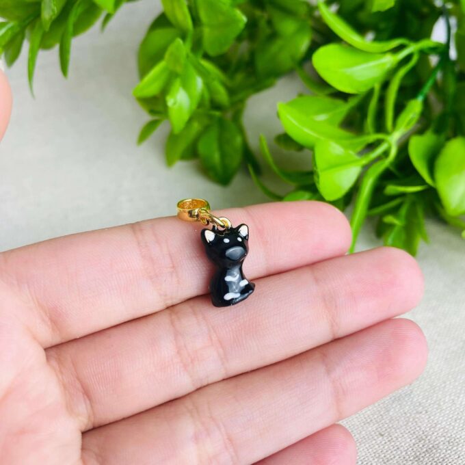 Berloque Gato Preto Banhado a Ouro 18k