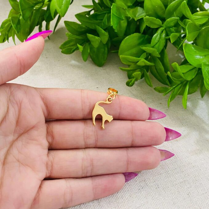 Berloque Gato 2 Banhado a Ouro 18k