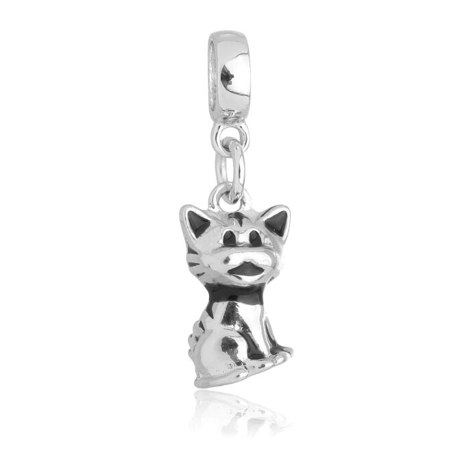 Berloque Gato Gatinho Cat Banhado a Prata 925