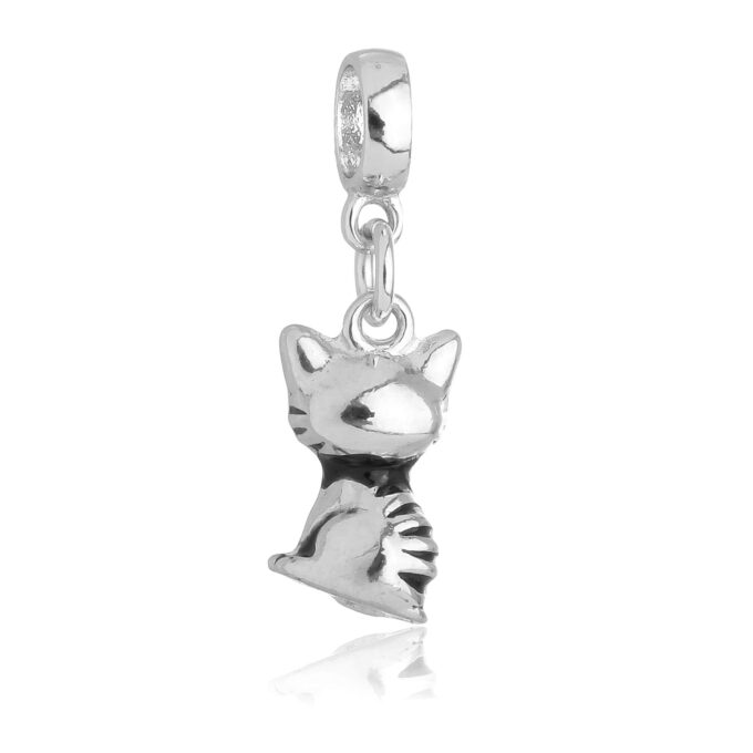 Berloque Gato Gatinho Cat Banhado a Prata 925
