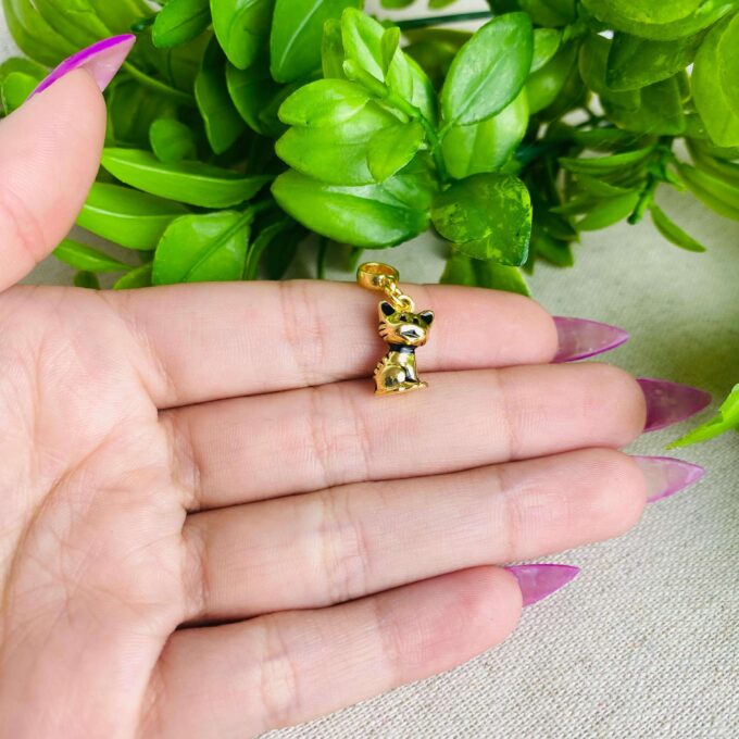 Berloque Gato Banhado a Ouro 18k