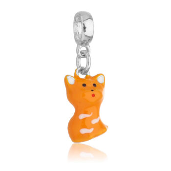Berloque Gato Laranja Banhado a Prata 925