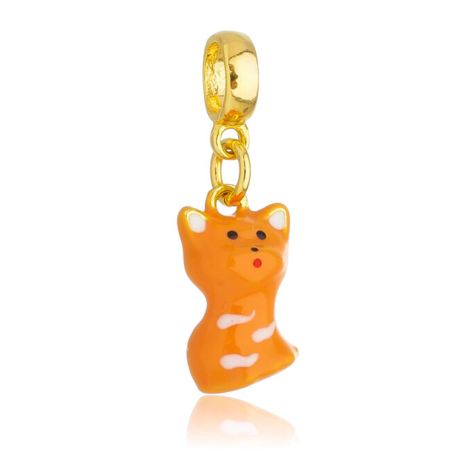 Berloque Gato Laranja Banhado a Ouro 18k