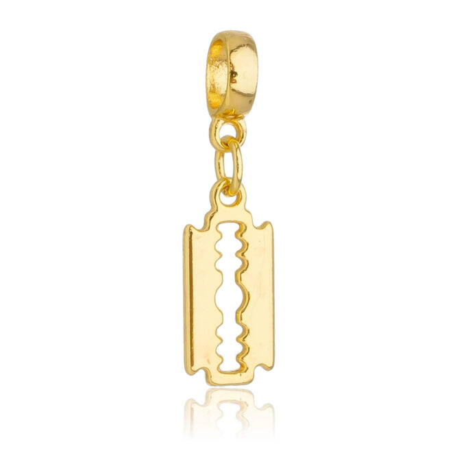 Berloque Lâmina de Barbear Banhado a Ouro 18k