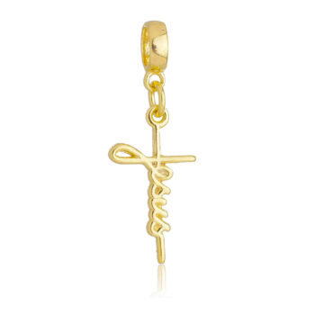 Berloque Jesus Cristo Cruz Banhado a Ouro 18k