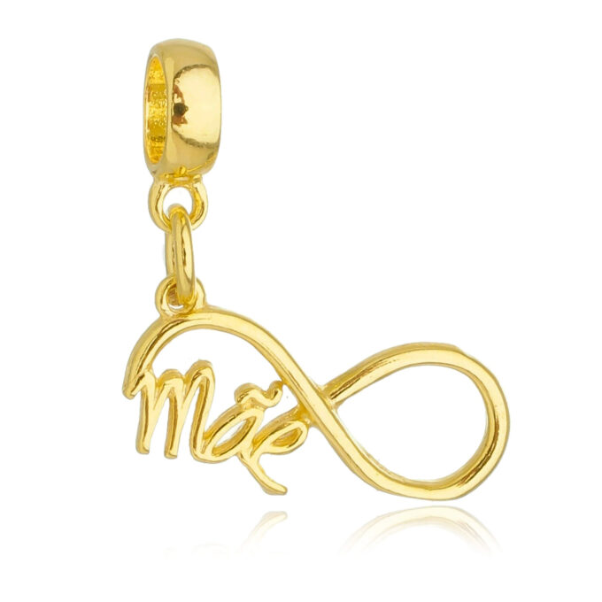 Berloque Símbolo Infinito Mãe Dourado Banhado a Ouro 18k