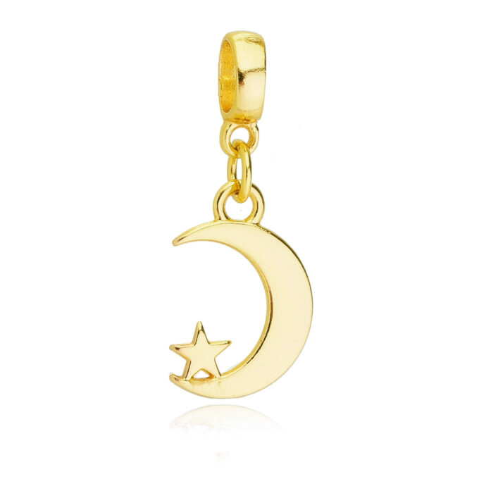 Berloque Lua com Estrela Banhado a Ouro 18k