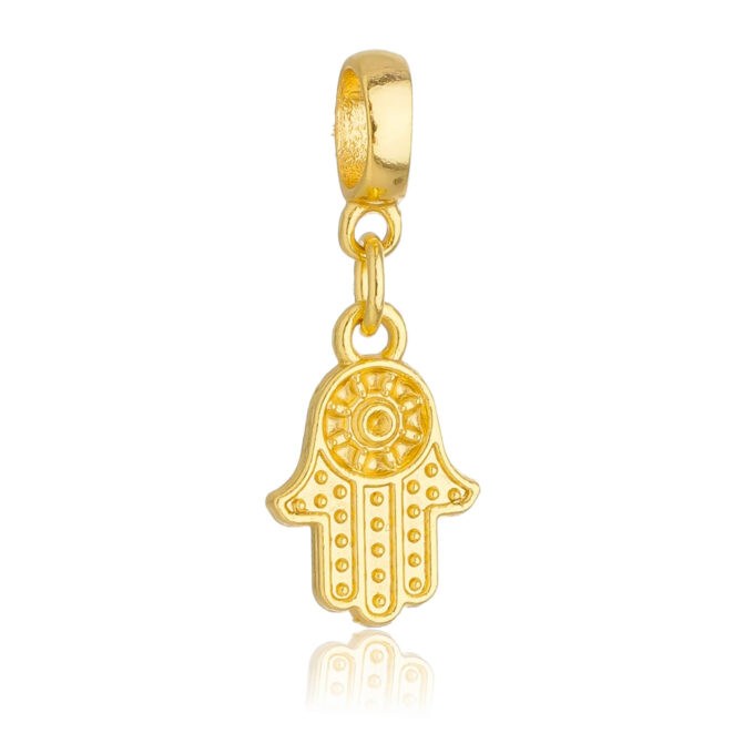 Berloque Mão de Fátima Hamsá Banhado a Ouro 18k