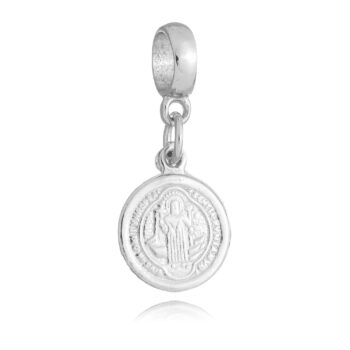 Berloque Medalha de São Bento Banhado a Prata 925