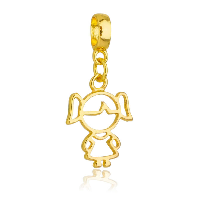 Berloque Menina Vazada Banhado a Ouro 18k