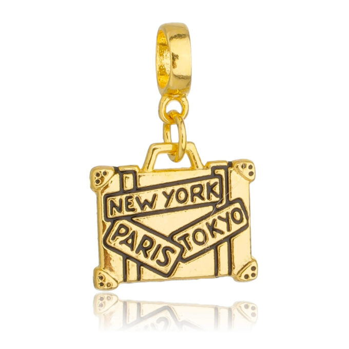 Berloque Mala de Viagem Banhado a Ouro 18k