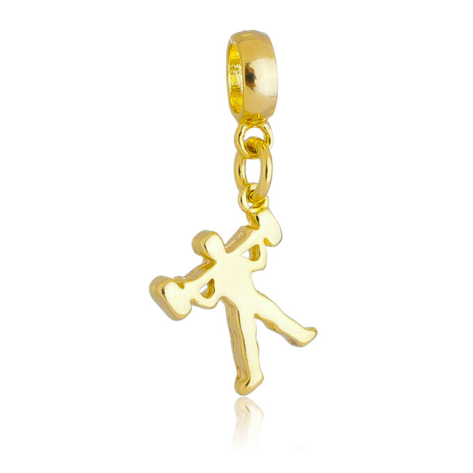 Berloque Mulher Academia Banhado a Ouro 18k