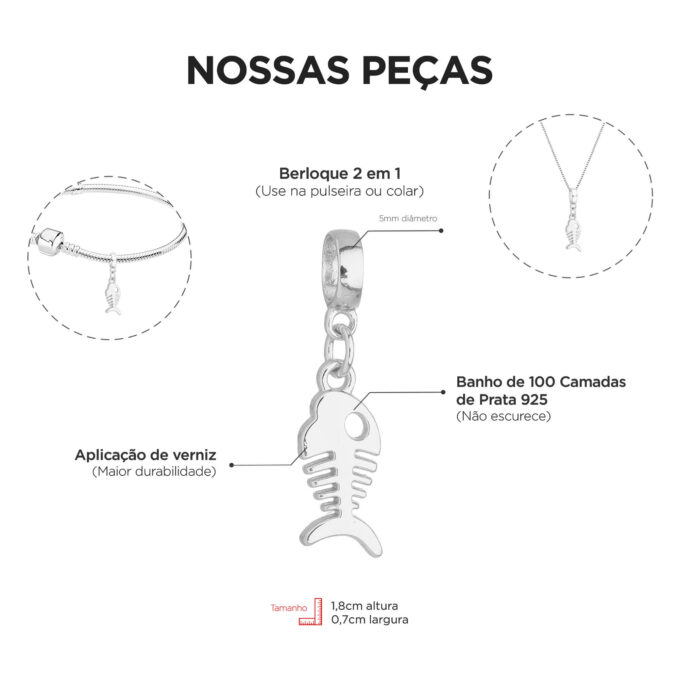 Berloque Peixe Banhado a Ouro 18k