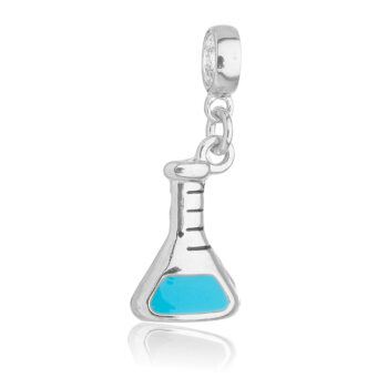 Berloque Erlenmeyer Química Banhado a Prata 925