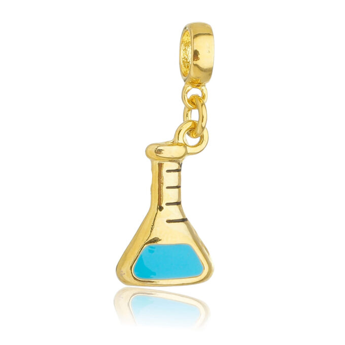 Berloque Erlenmeyer Química Banhado a Ouro 18k