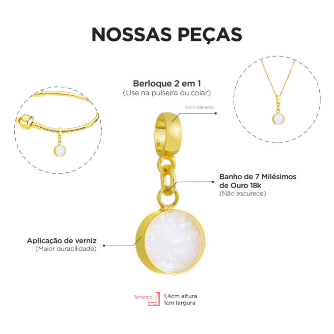 Berloque Sal Grosso Banhado a Ouro 18k