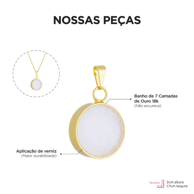 Pingente Sal Grosso Para Colar Banhado a Ouro 18k