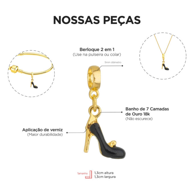 Berloque Sapato Banhado a Ouro 18k