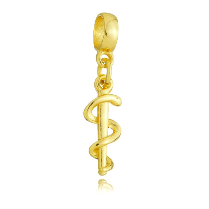 Berloque Profissão Medicina Banhado a Ouro 18k