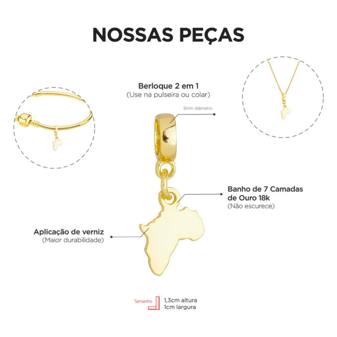 Berloque Mapa Brasil Banhado a Ouro 18k