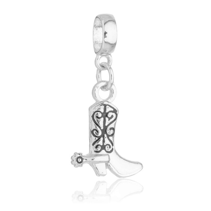 Berloque Bota Cowboy Country Banhado a Prata 925