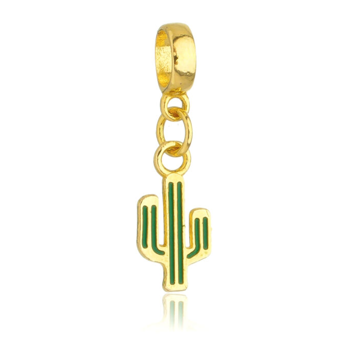 Berloque Cacto Dourado Banhado a Ouro 18k