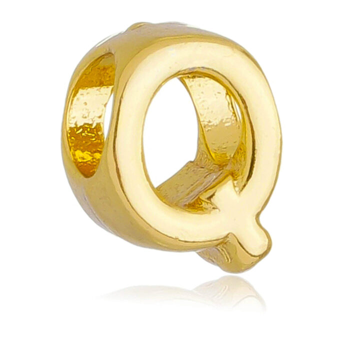 Berloque Letra Q Separador Banhado a Ouro 18k