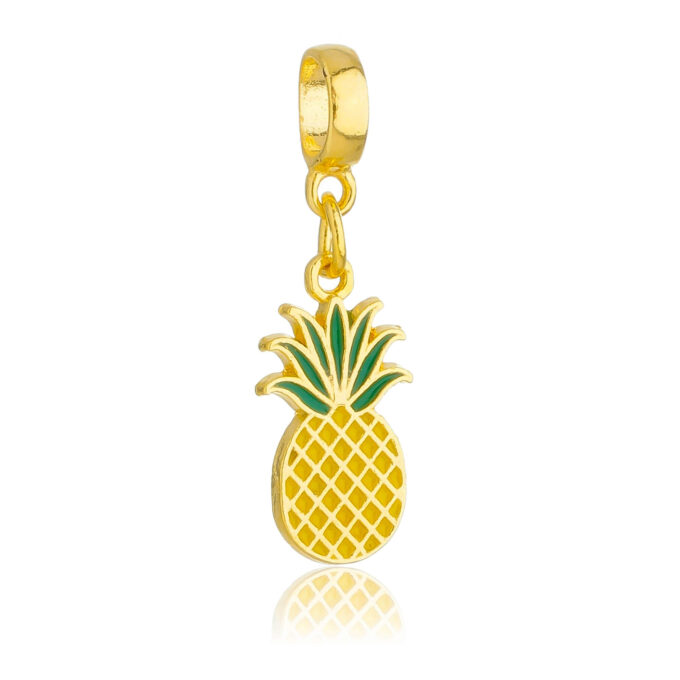 Berloque Abacaxi Fruta Banhado a Ouro 18k
