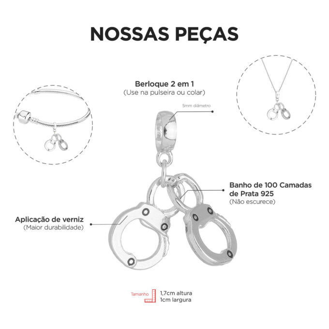 Berloque Algema Banhado a Prata 925